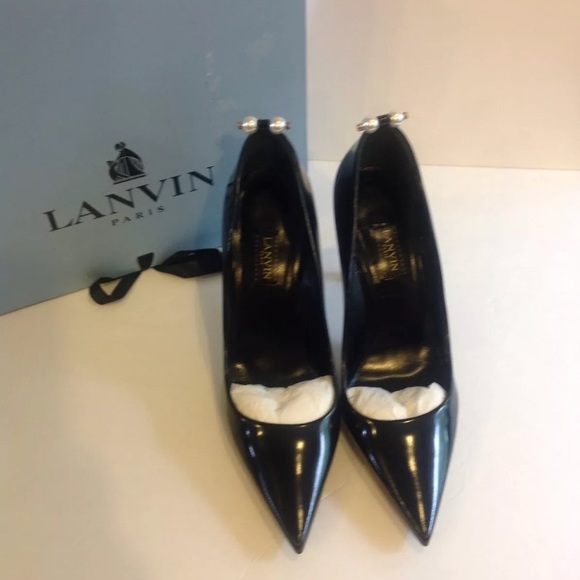 Lanvin Paris Black Pearl Heels Pumps RARE! Size 41 - Picture 2 of 8